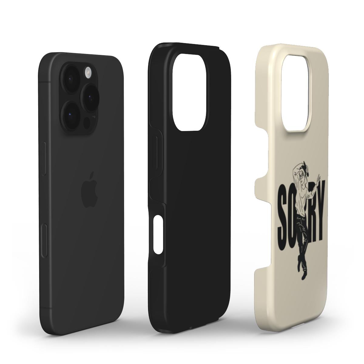 Sorry - Tough Phone Case (Natural/Black)
