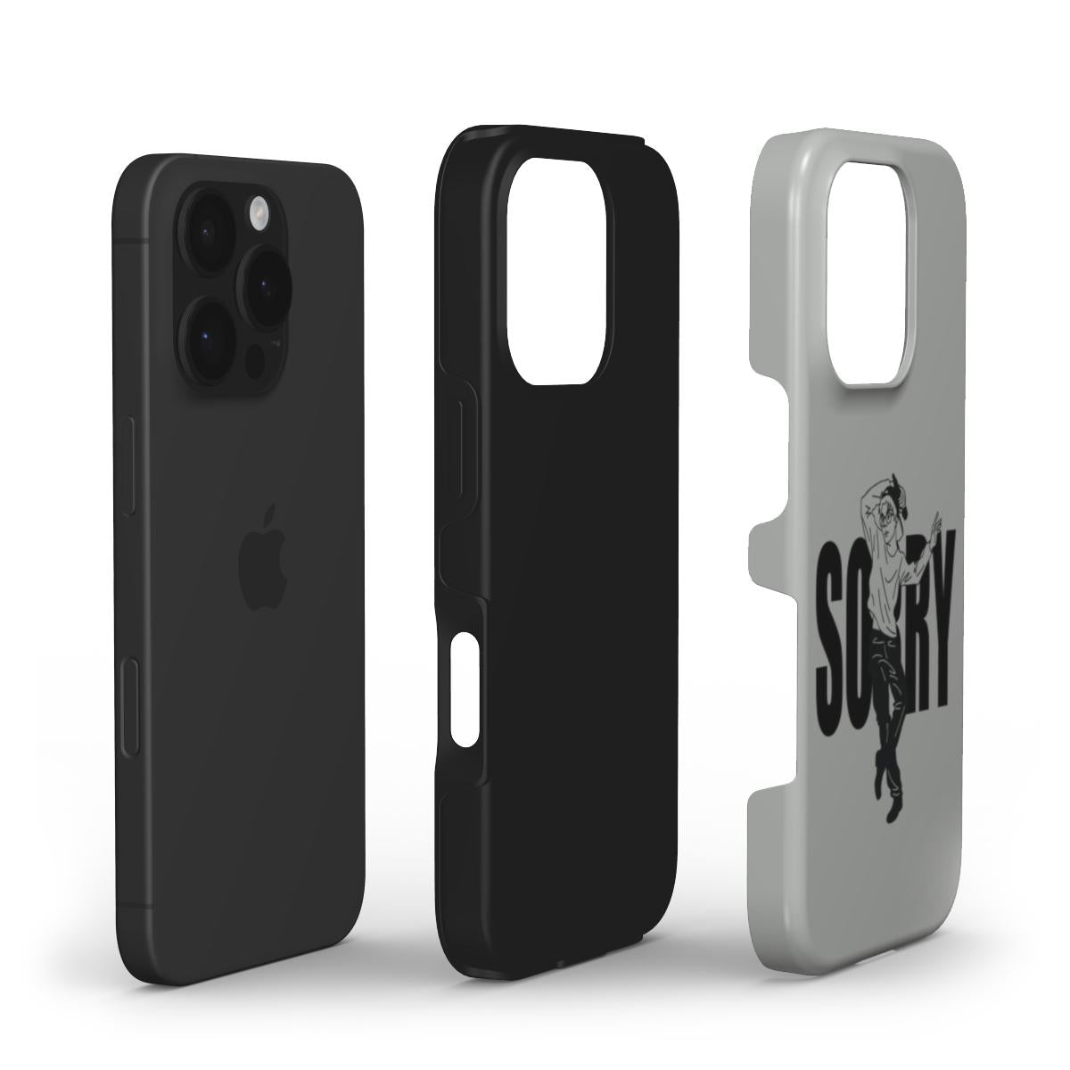 Sorry - Tough Phone Case (Grey/Black)